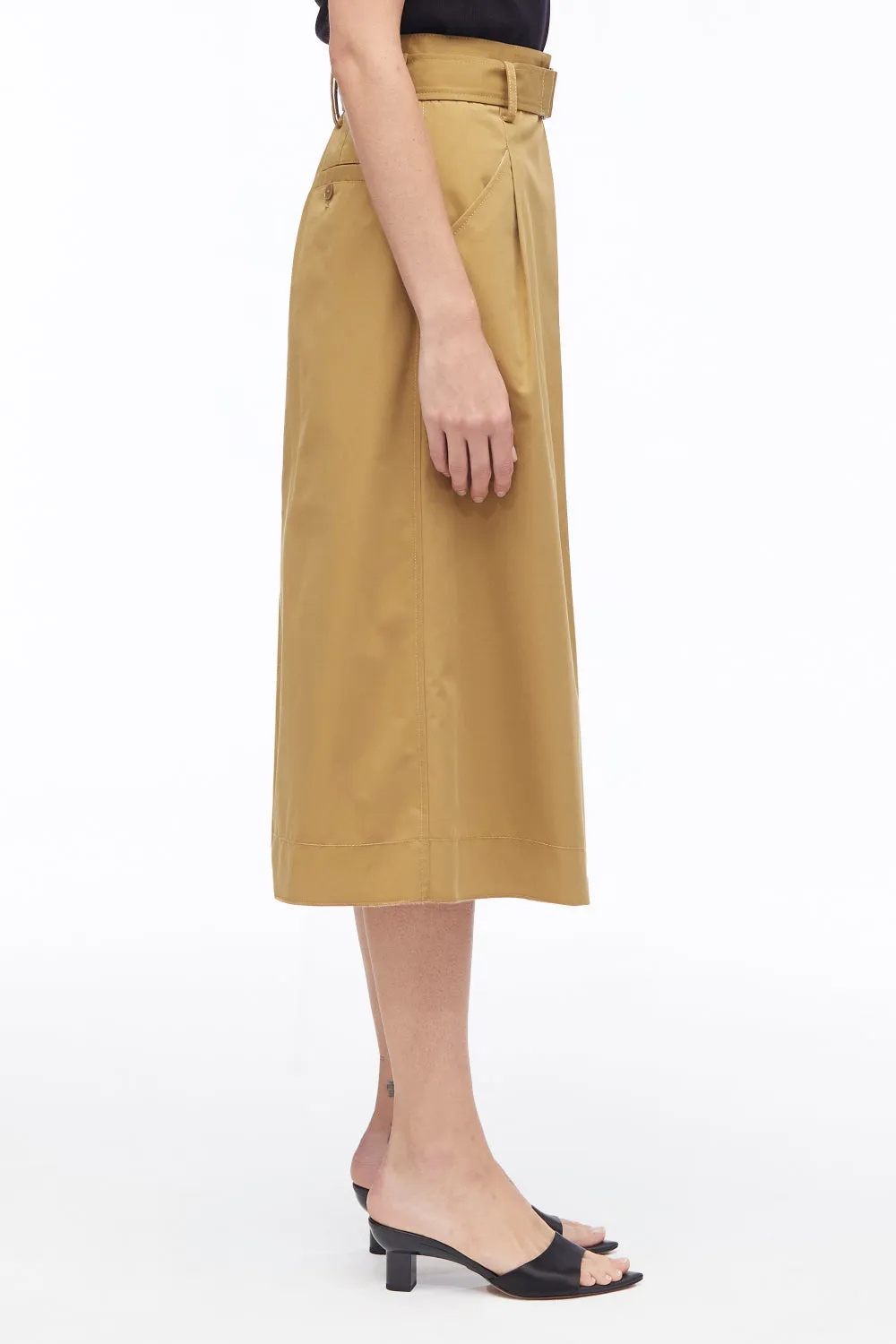 Chino Pleated Midi Skirt