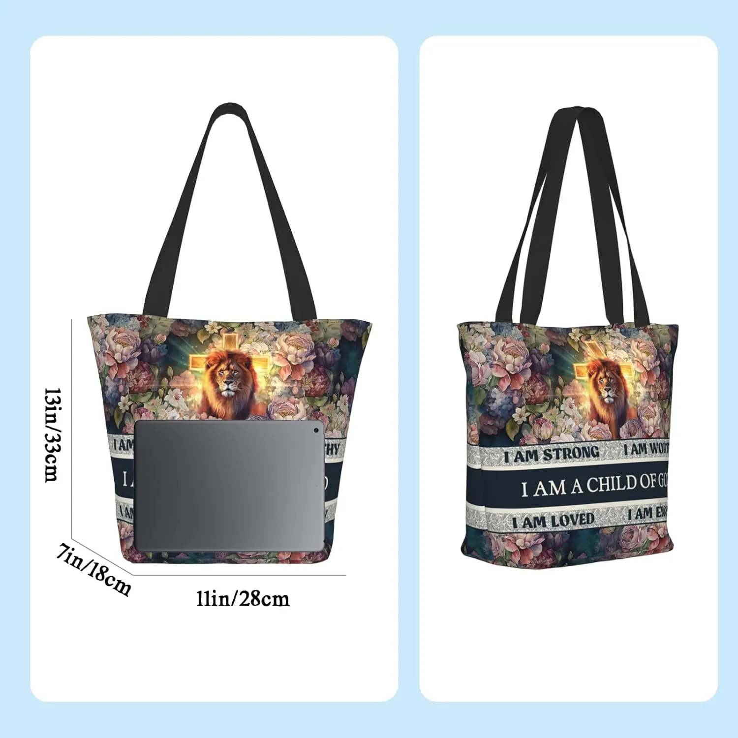 Christian Tote Bags for Women Bible Bags for Women Religious Gifts Bible Church Bag Reusable Grocery Shopping Bag