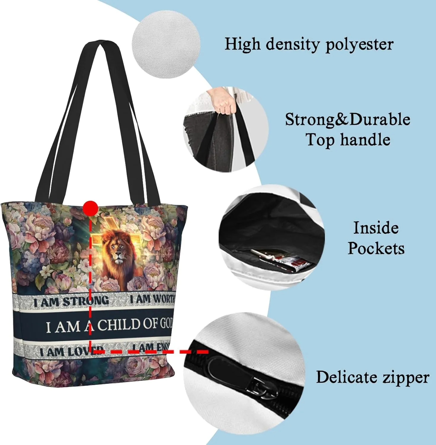 Christian Tote Bags for Women Bible Bags for Women Religious Gifts Bible Church Bag Reusable Grocery Shopping Bag