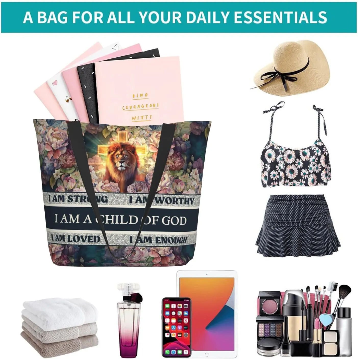 Christian Tote Bags for Women Bible Bags for Women Religious Gifts Bible Church Bag Reusable Grocery Shopping Bag