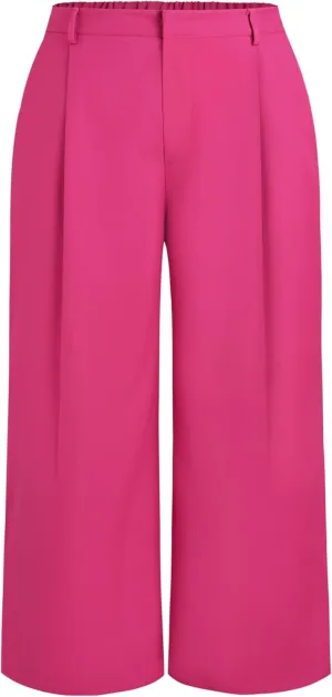 CIDER Mid Waist Pleated Pocket Wide Leg Pants Curve & Plus