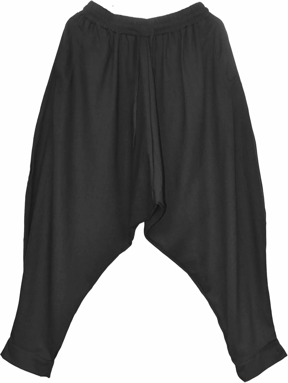 CLANMILUMS Men's Cotton Harem Pants Casual Loose Hippie Drop Crotch Trouser