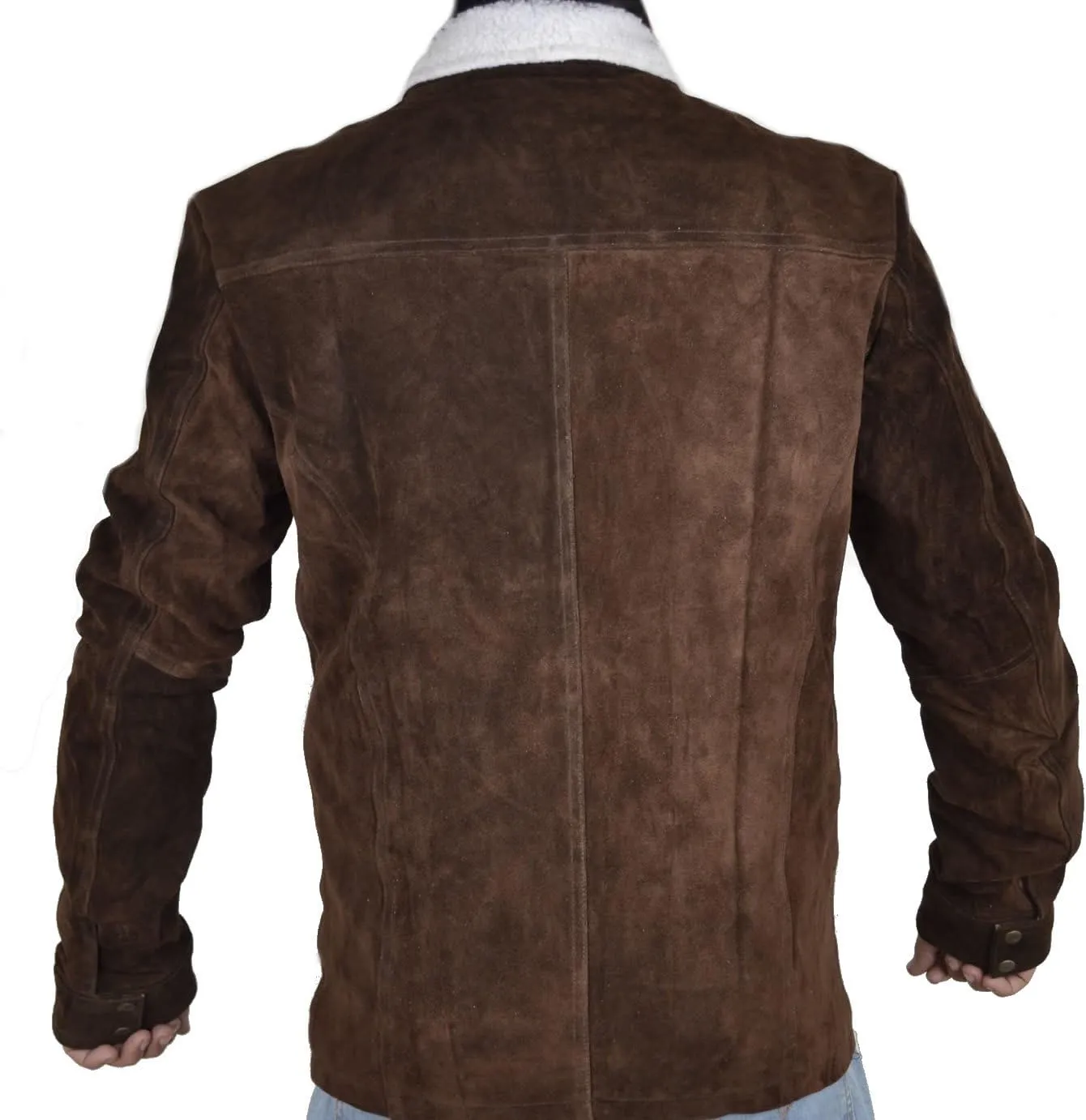 Classyak Grimes Suede Leather Jacket Brown with Fur Collar