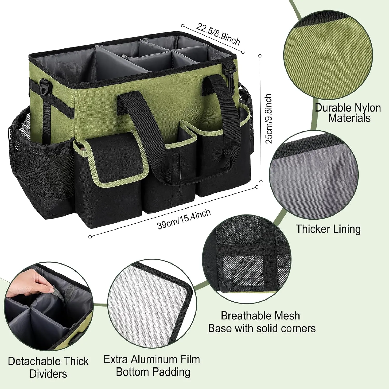 Cleaning Caddy,Large Cleaning Bags for Housekeepers,Cleaning Supplies Organizer with Handle,Green