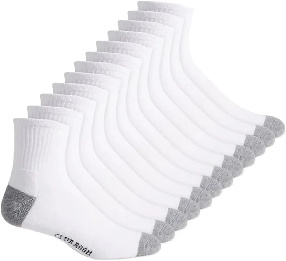 Club Room Mens Cotton Stretch 12 Pack Ankle Socks White O/S