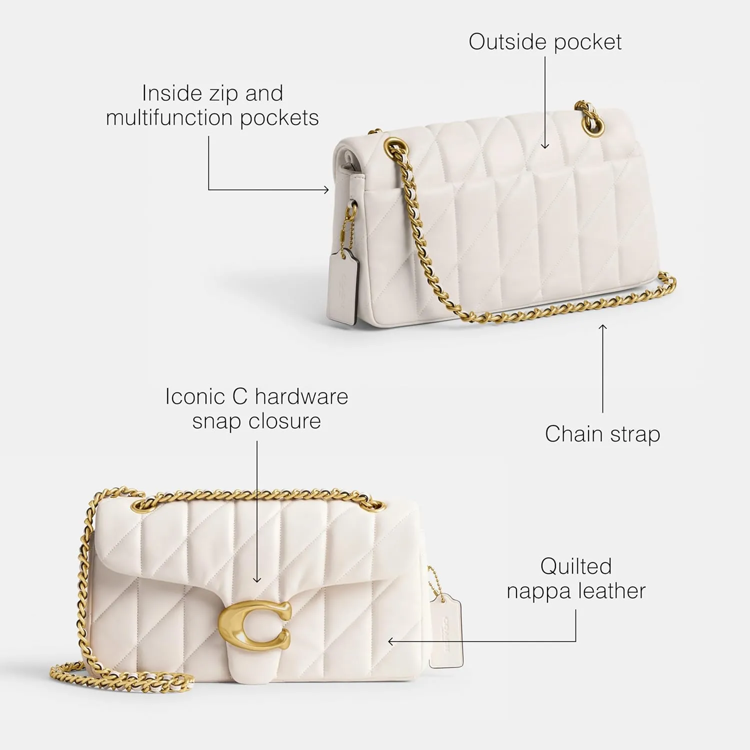 COACH Quilted Tabby Shoulder Bag 26 with Chain