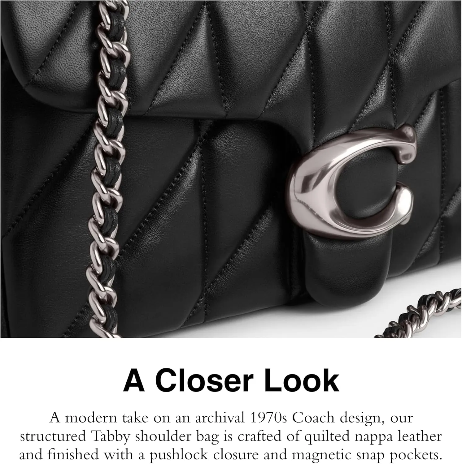COACH Quilted Tabby Shoulder Bag 26 with Chain
