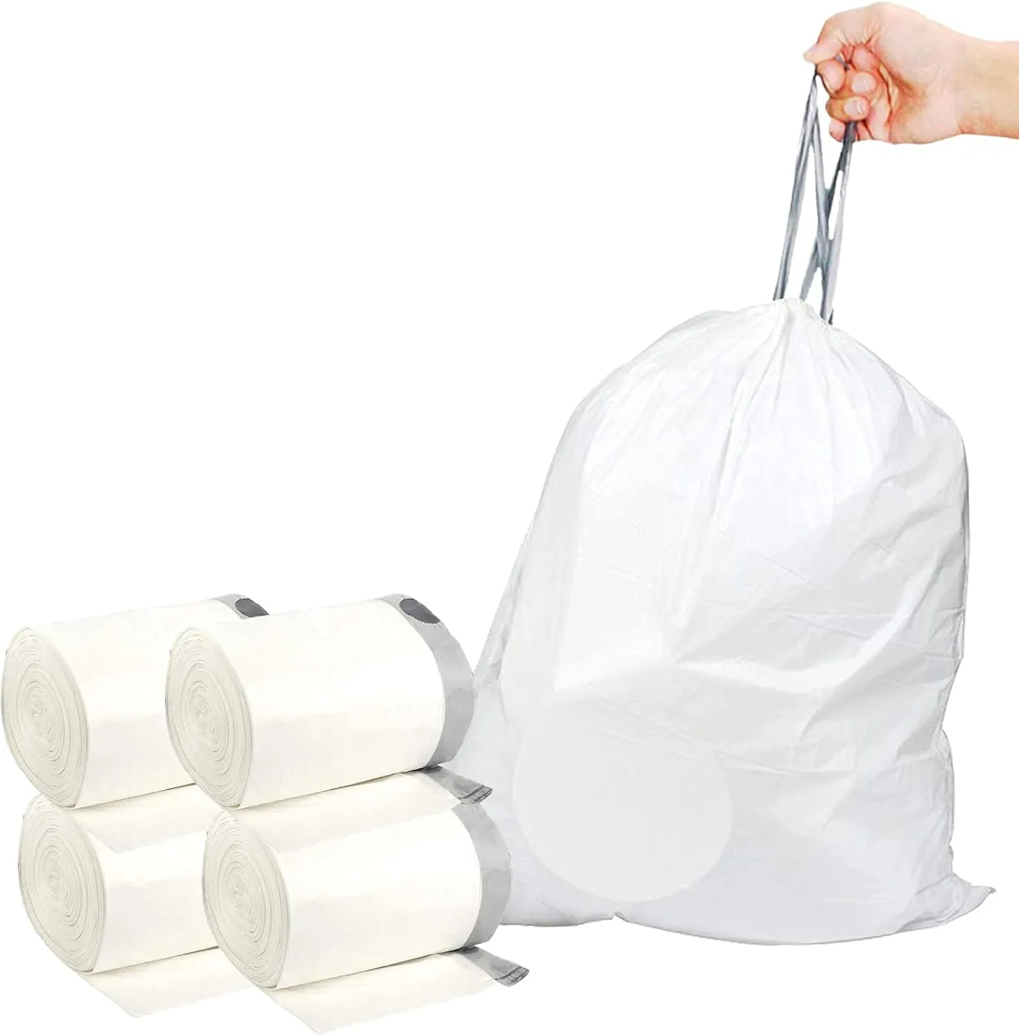 Code K (200 Count) 10 Gallon Heavy Duty Drawstring Plastic Trash Bag 1.2 Mil | Reliable1st Compatible with simpleman Code K | Reinforced Drawstring 9-12 Gallon | 35-45 Liter
