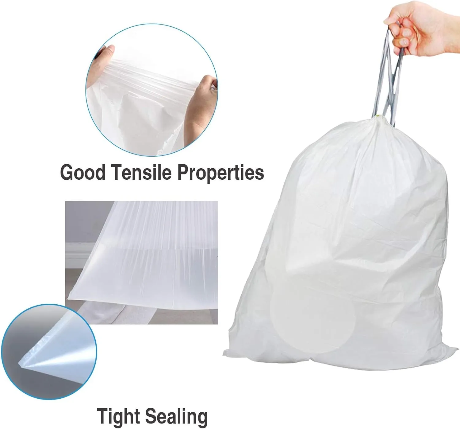 Code K (200 Count) 10 Gallon Heavy Duty Drawstring Plastic Trash Bag 1.2 Mil | Reliable1st Compatible with simpleman Code K | Reinforced Drawstring 9-12 Gallon | 35-45 Liter