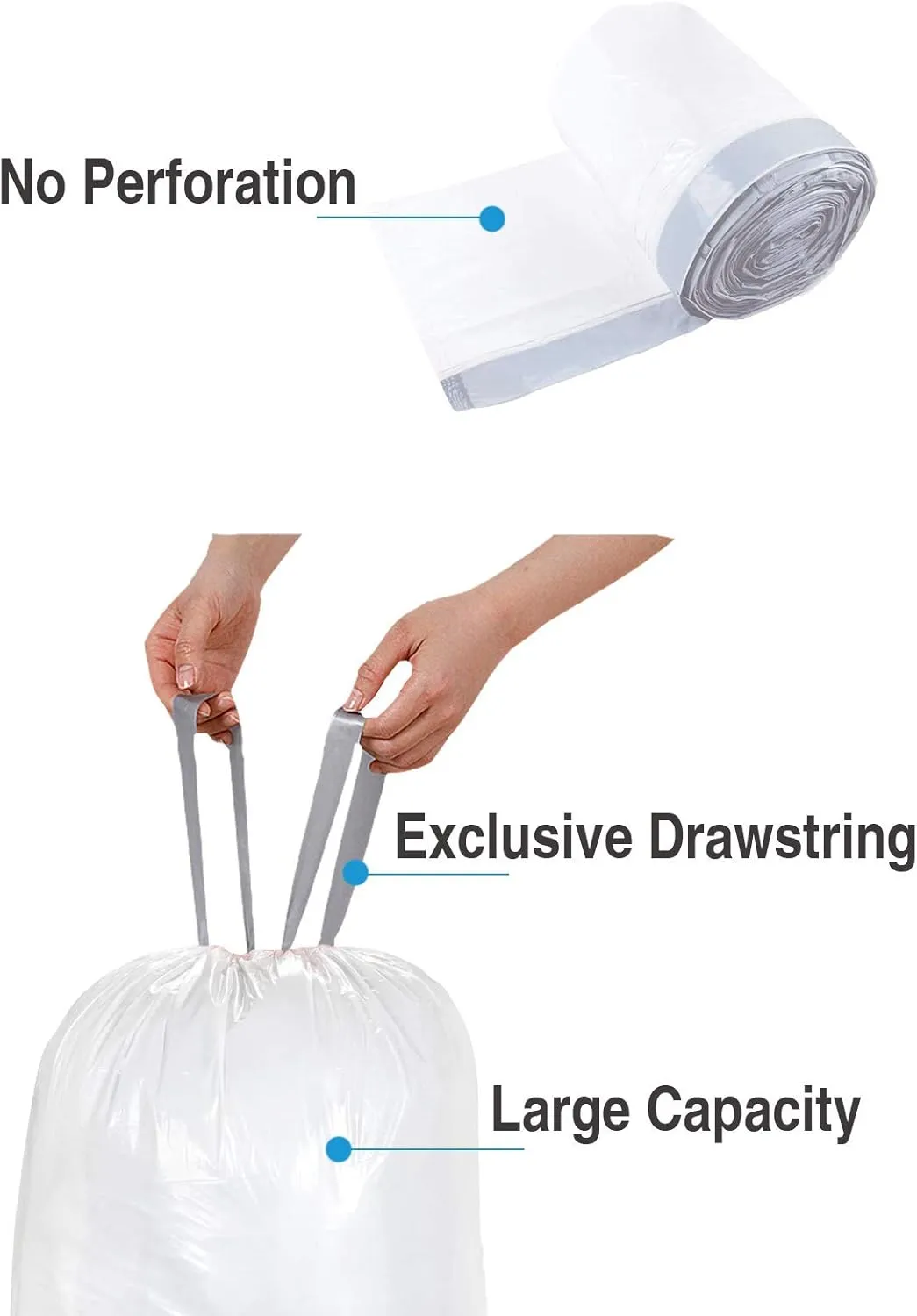 Code K (200 Count) 10 Gallon Heavy Duty Drawstring Plastic Trash Bag 1.2 Mil | Reliable1st Compatible with simpleman Code K | Reinforced Drawstring 9-12 Gallon | 35-45 Liter