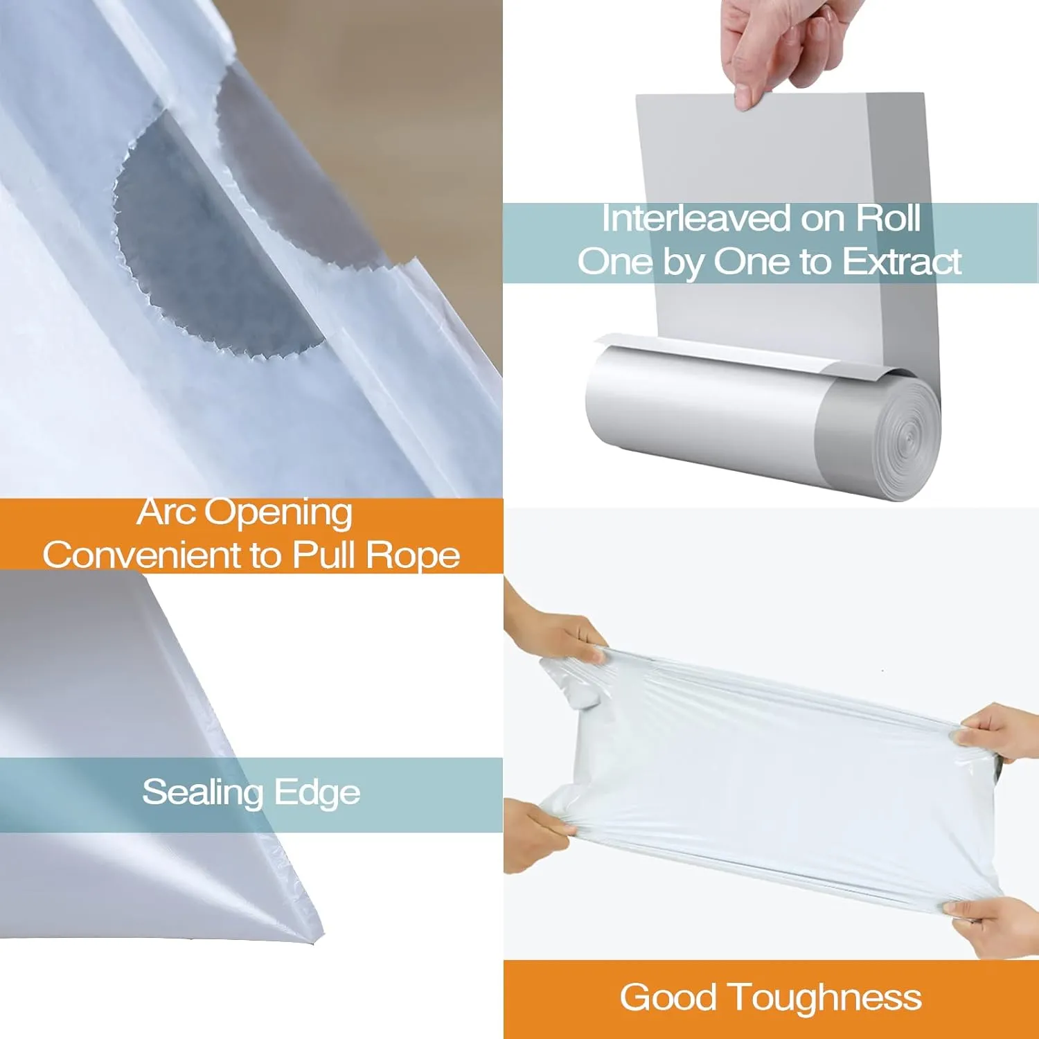 Code P (200 Count) 13-16 Gallon Heavy Duty 1.2 Mil THICK Trash Bags with Reinforced Drawstring Compatible with simplehuman Code P White Garbage Can Liners 50-60 Liter Leak-Proof Tear Resistant