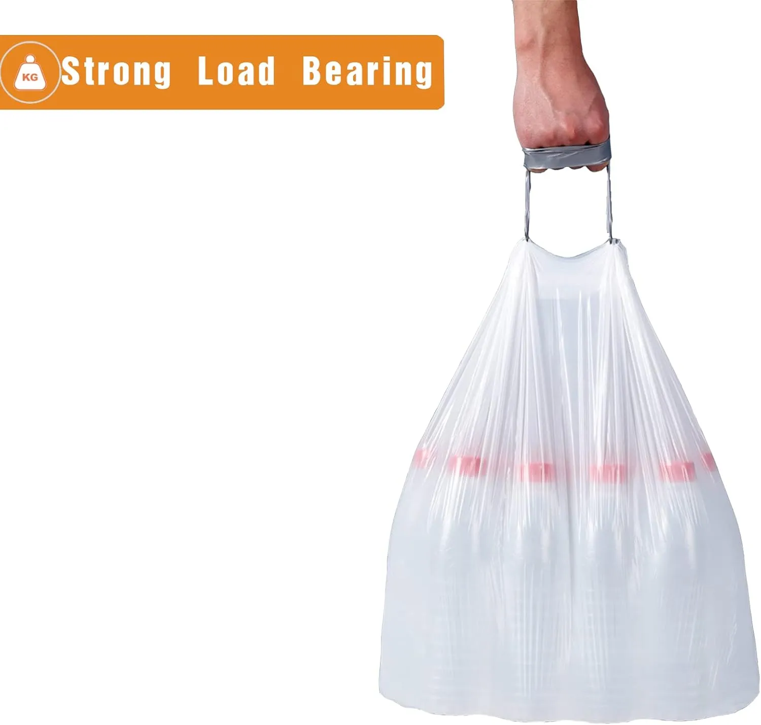 Code P (200 Count) 13-16 Gallon Heavy Duty 1.2 Mil THICK Trash Bags with Reinforced Drawstring Compatible with simplehuman Code P White Garbage Can Liners 50-60 Liter Leak-Proof Tear Resistant