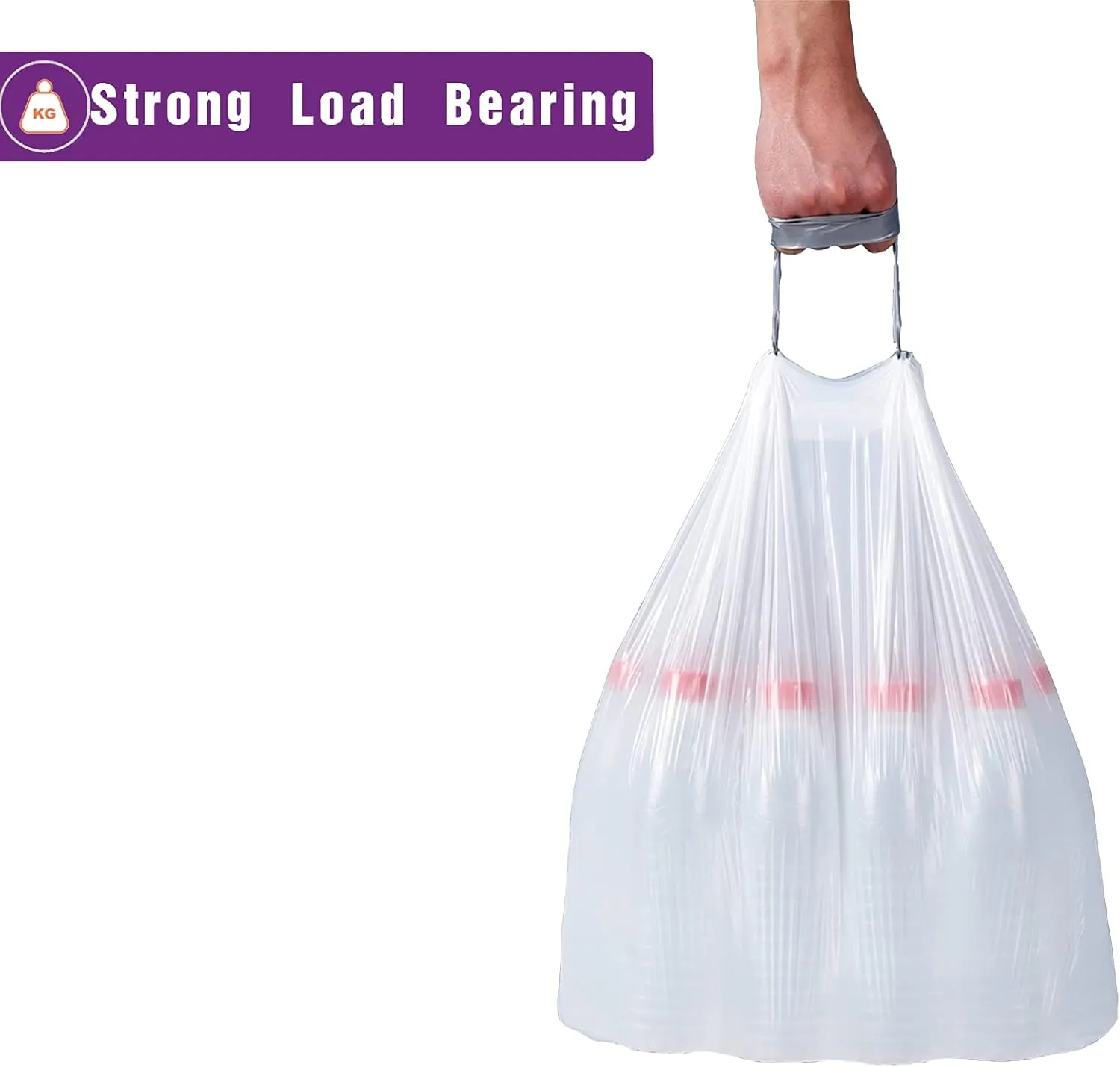 Code Q (50 Count) 13-17 Gallon Heavy Duty Drawstring Plastic Trash Bags Compatible with simplehuman Code Q | 1.2 Mil | White Drawstring Garbage Liners 13-17 Gallon/40-65 Liter