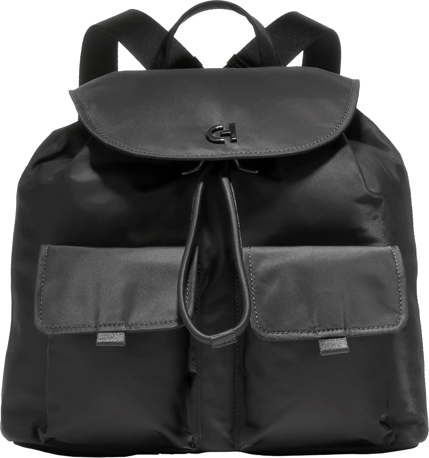 Cole Haan Nylon Flap Backpack, Black Solid