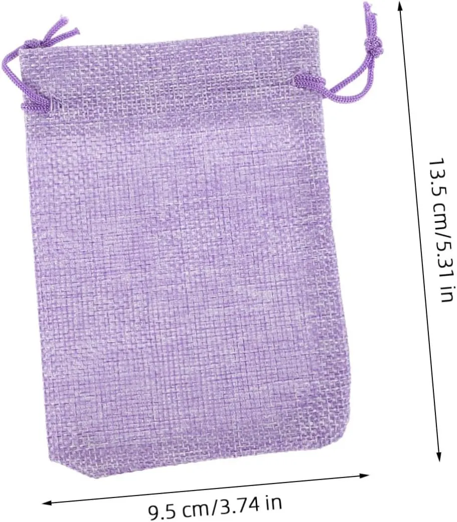 COLLBATH Jute Burlap Bags Drawstring 10pcs Purple Linen Bag for Jewelry Wedding Favors Travel