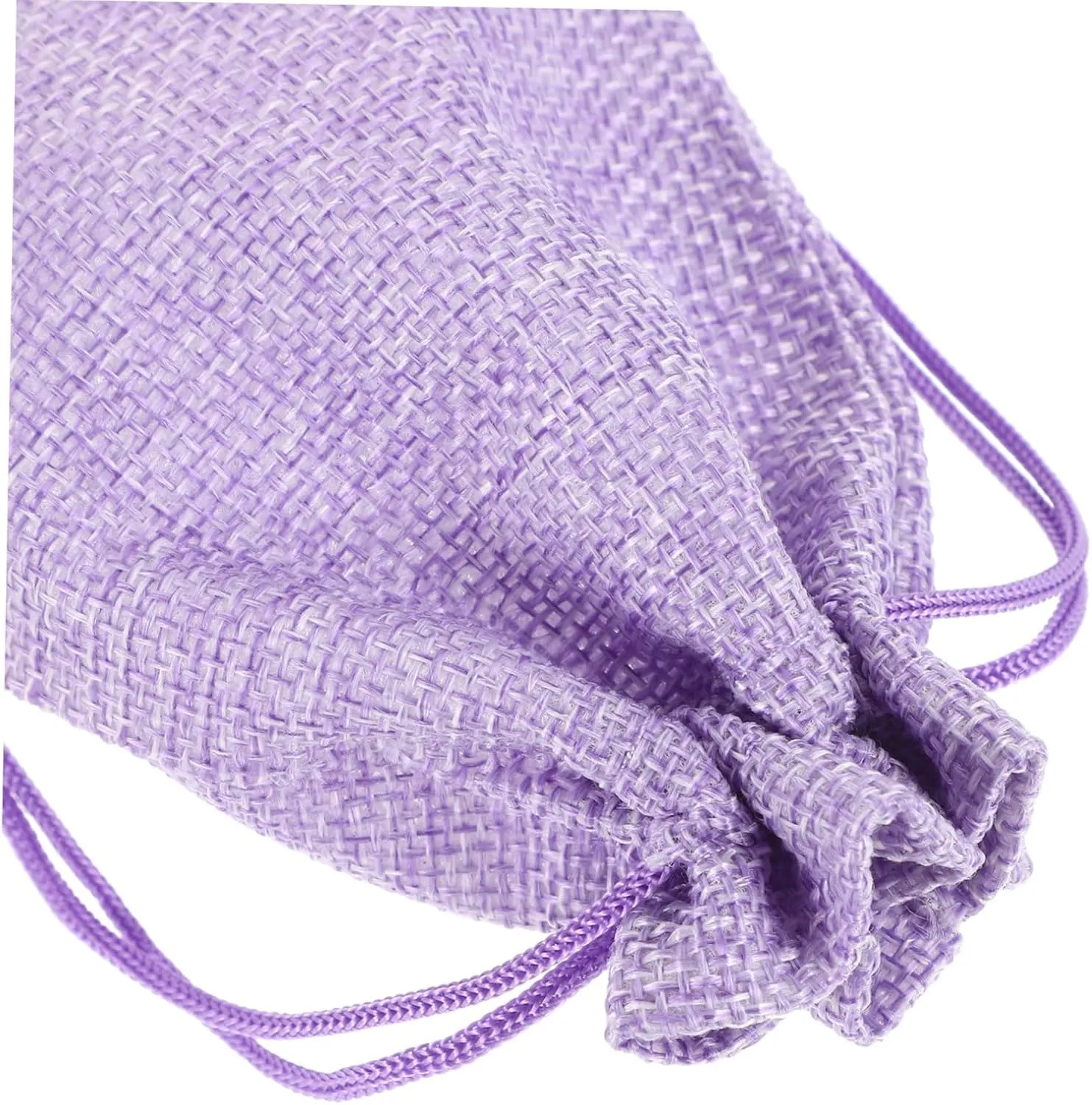 COLLBATH Jute Burlap Bags Drawstring 10pcs Purple Linen Bag for Jewelry Wedding Favors Travel
