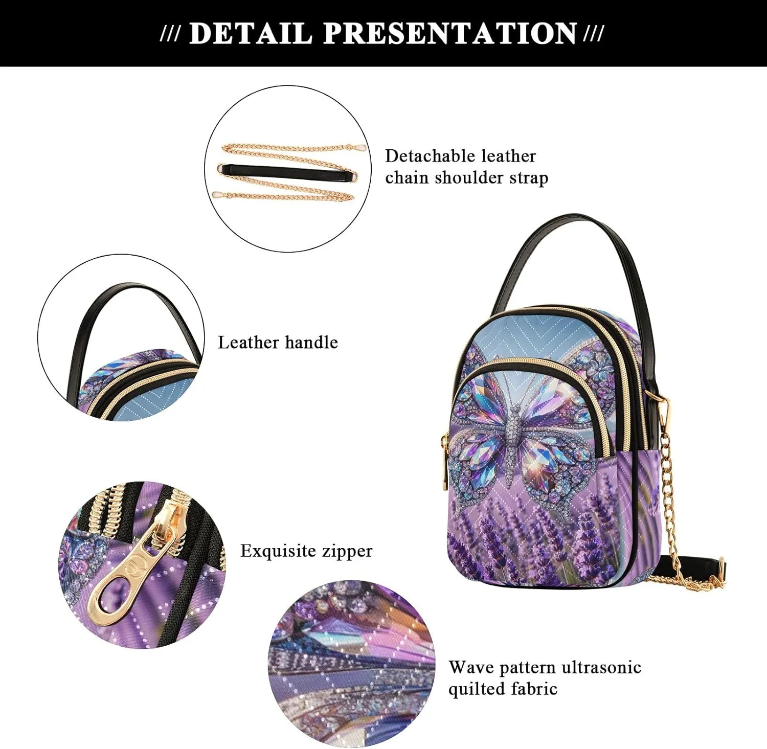 Colorful Cloud Cat Butterflies Purse Bags for Women Cell Phone Bags