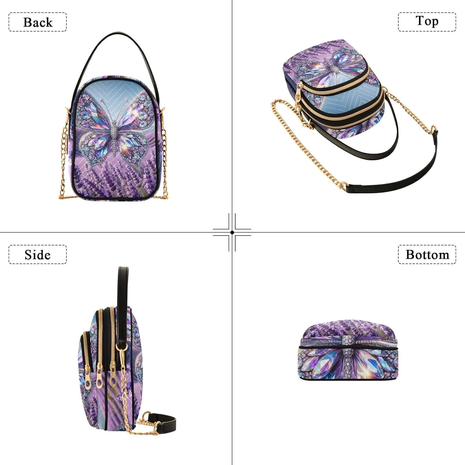 Colorful Cloud Cat Butterflies Purse Bags for Women Cell Phone Bags