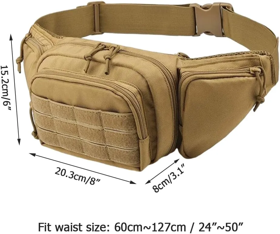 Concealed Carry Waist Pack, Breathable Crossbody Bag with Multi-Pocket Design for Running Cycling Traveling Hiking Hunting
