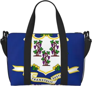 Connecticut State Flag Duffel Bags for Traveling, Lightweight Personal Item Travel Bags for Women, Gym Bags for Men