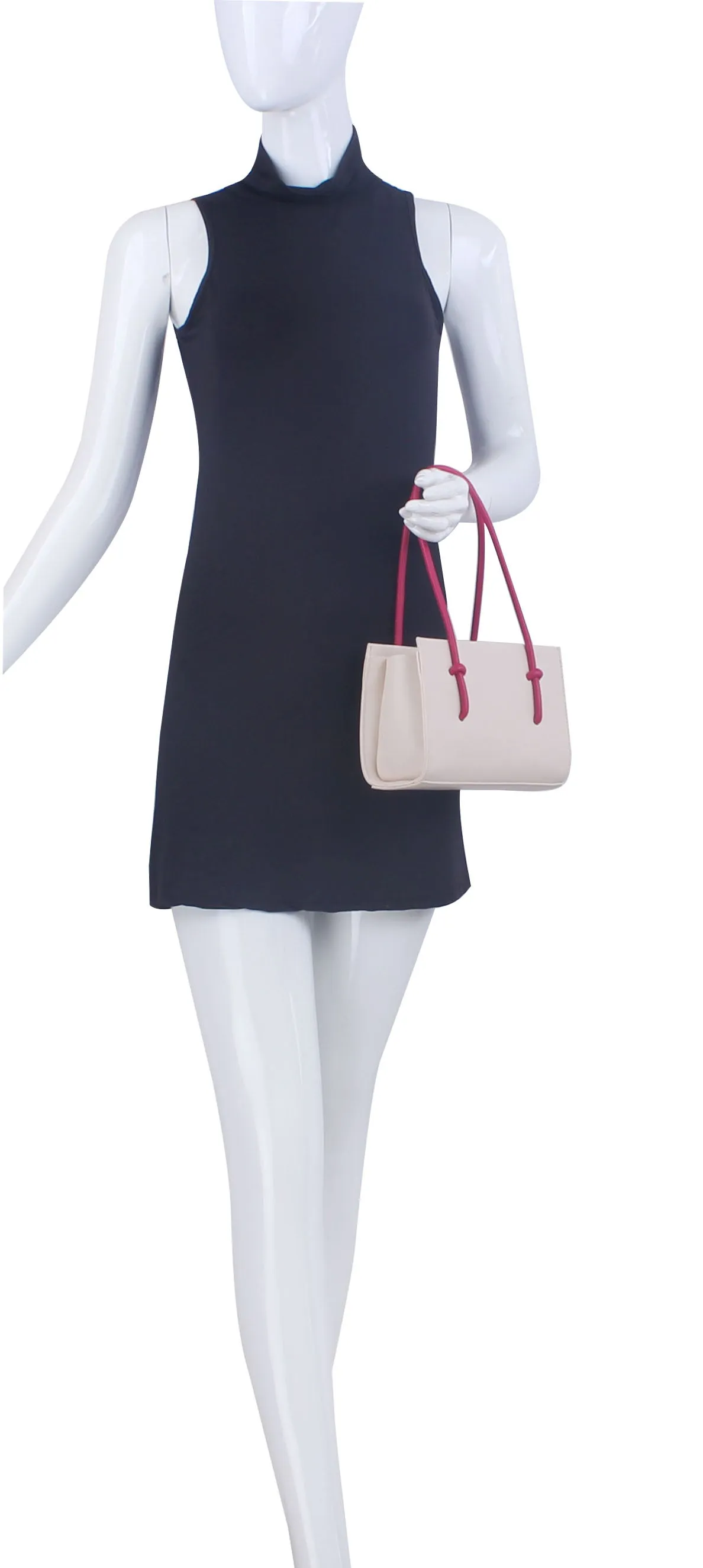 Contrast handle structured mini bag