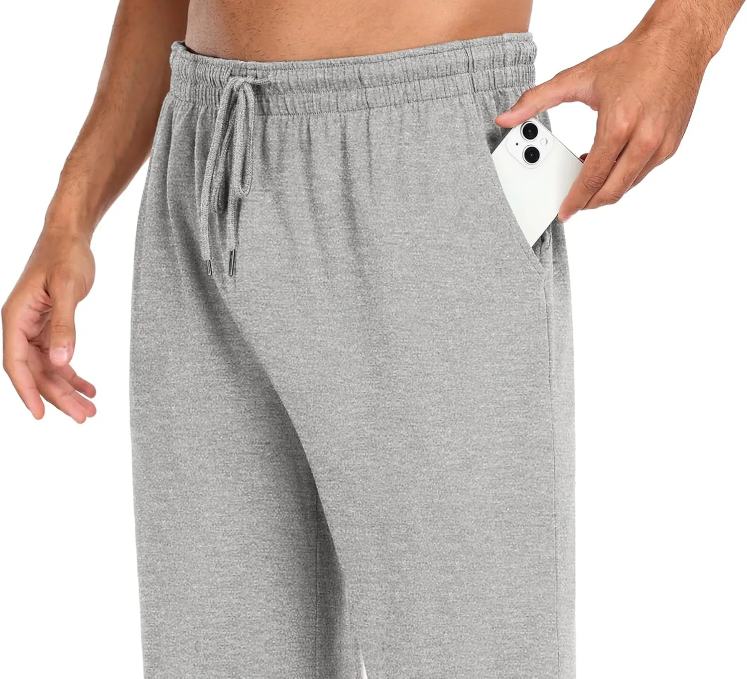 COOFANDY Men Cotton Yoga Pants Casual Sweatpants Jogger Open Bottom Lounge Pants with Pockets