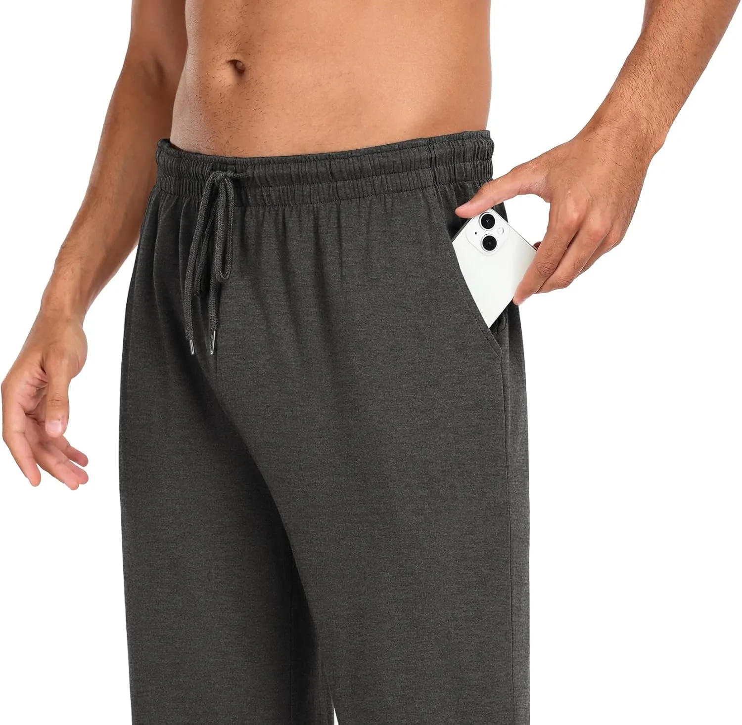 COOFANDY Men Cotton Yoga Pants Casual Sweatpants Jogger Open Bottom Lounge Pants with Pockets