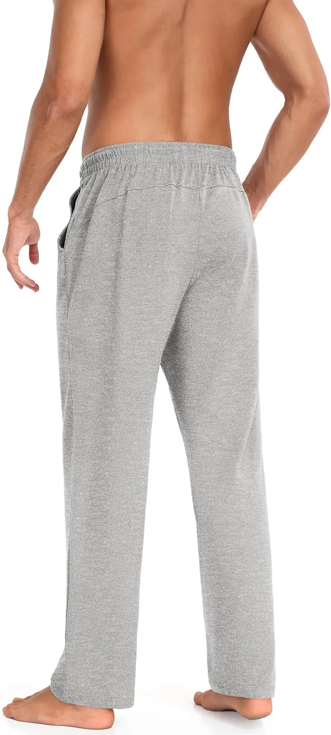 COOFANDY Men Cotton Yoga Pants Casual Sweatpants Jogger Open Bottom Lounge Pants with Pockets