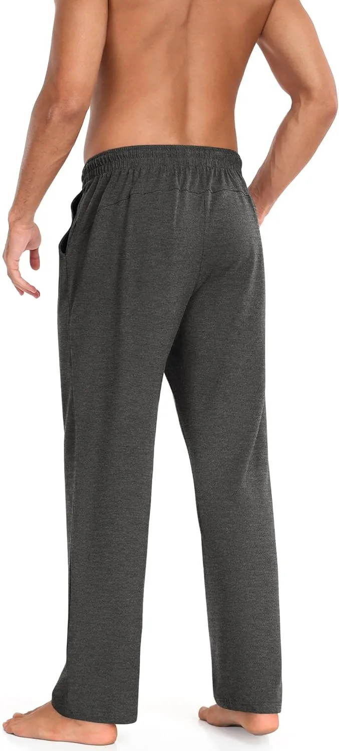 COOFANDY Men Cotton Yoga Pants Casual Sweatpants Jogger Open Bottom Lounge Pants with Pockets