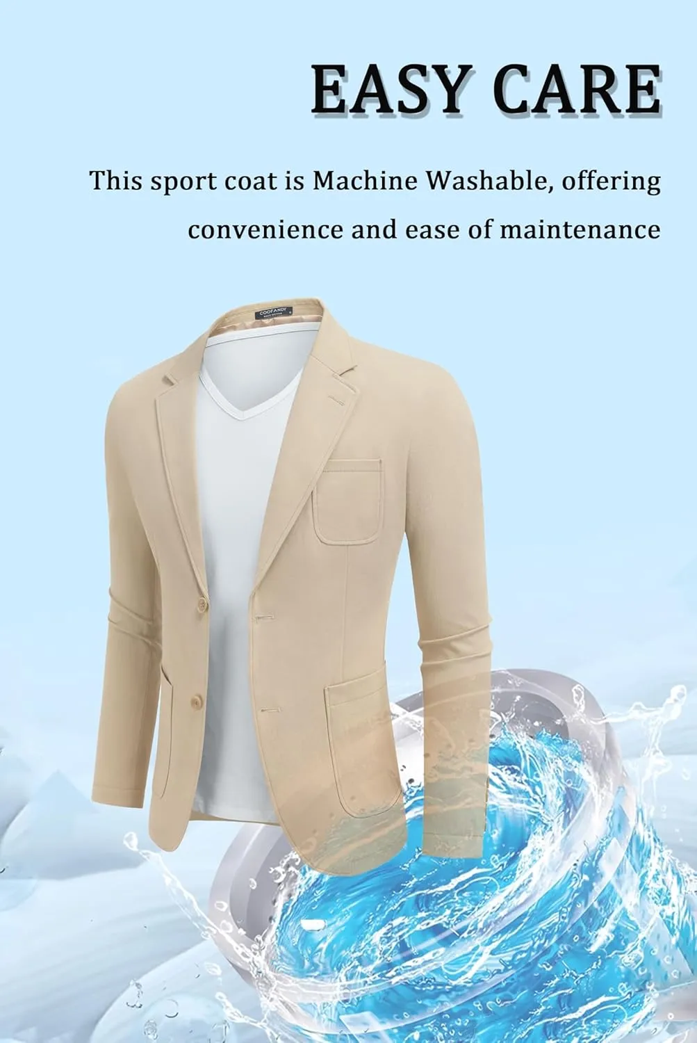 COOFANDY Men's Casual Blazer Regular Fit Cotton Sport Coat Machine Washable Suit Jacket
