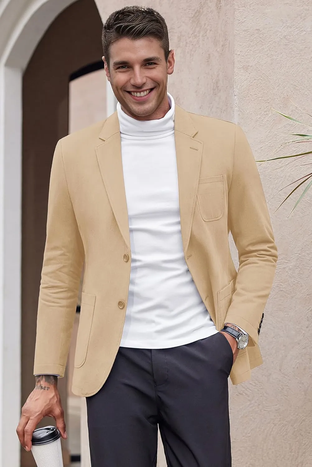 COOFANDY Men's Casual Blazer Regular Fit Cotton Sport Coat Machine Washable Suit Jacket