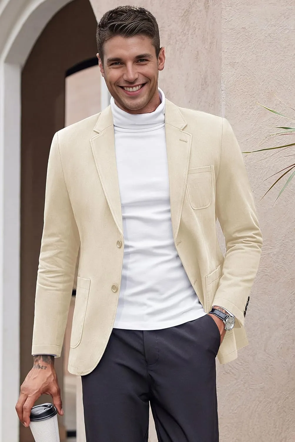 COOFANDY Men's Casual Blazer Regular Fit Cotton Sport Coat Machine Washable Suit Jacket