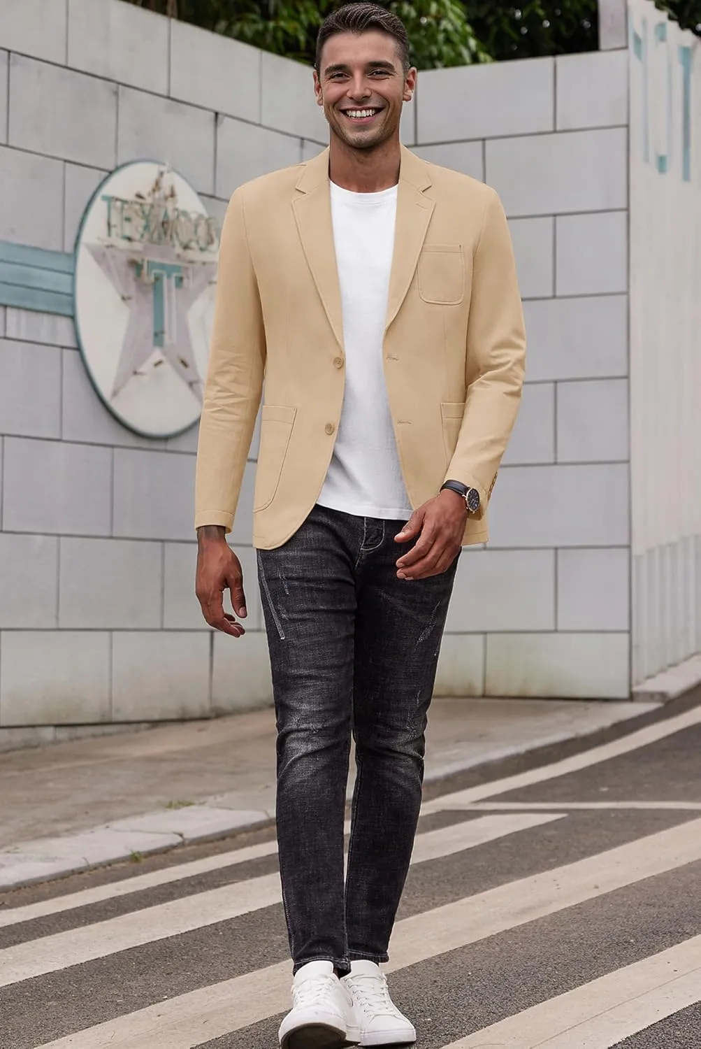 COOFANDY Men's Casual Blazer Regular Fit Cotton Sport Coat Machine Washable Suit Jacket