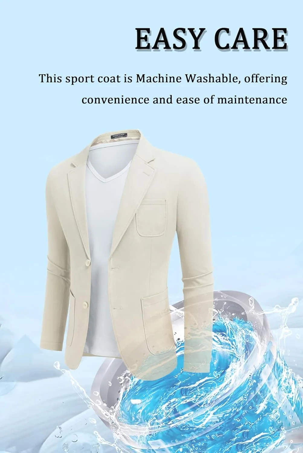 COOFANDY Men's Casual Blazer Regular Fit Cotton Sport Coat Machine Washable Suit Jacket