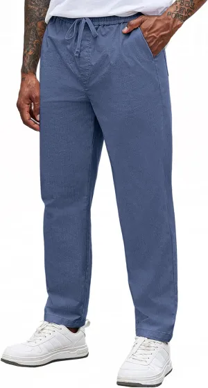 COOFANDY Mens Casual Pants Elastic Waist Drawstring Chino Pants Cotton Twill Trousers with Pockets