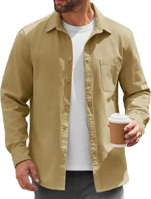 COOFANDY Mens Lightweight Button Down Shirt Jacket Casual Shacket Cotton Overshirt