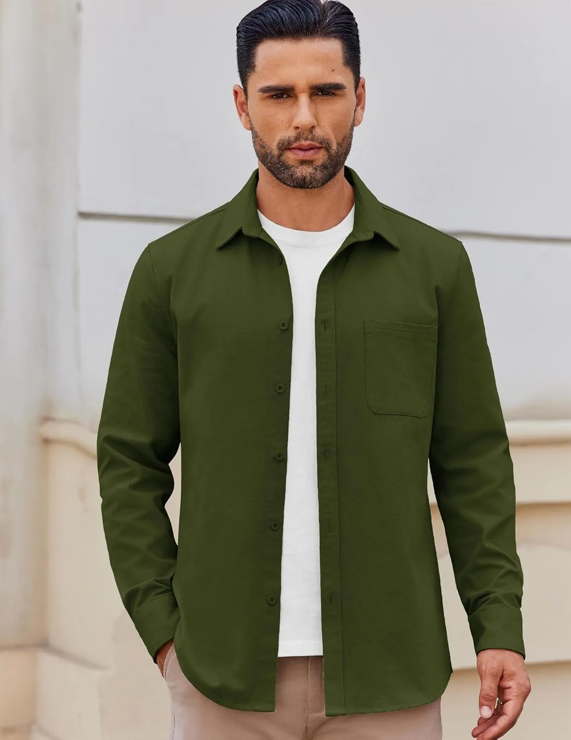COOFANDY Mens Lightweight Button Down Shirt Jacket Casual Shacket Cotton Overshirt