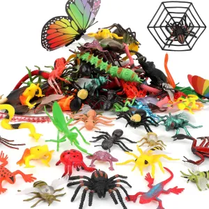 Coopay 102-Piece Plastic Insect Assorted Fake Mini Realistic Bugs Toys - Includes Multicolored Lifelike Butterfly for Education, Insect Themed Party, Halloween and Birthday Gifts
