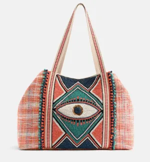 Copper Tan  Eye Embellished Tote