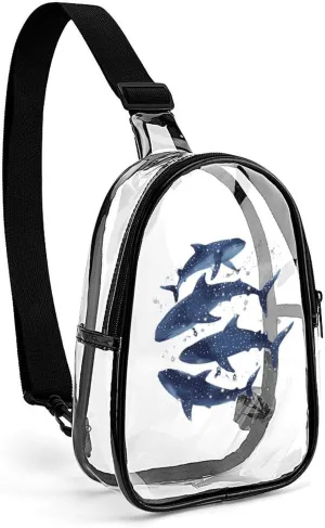 Cosmic Whale Shark Clear Crossbody Bag Over Shoulder Sling Backpack Casual Cross Chest Side Pouch