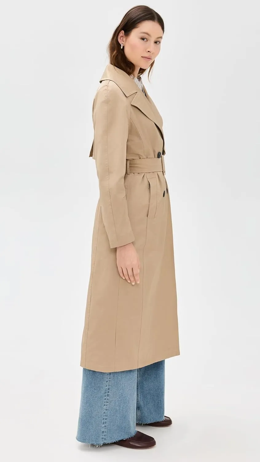 Cotton Blend Hoodie Trench Coat with Belt