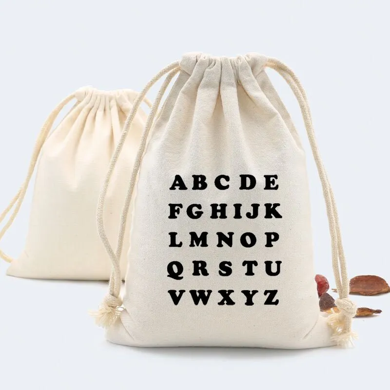Cotton Gift Bag, Personalised Cotton Drawstring Bag,