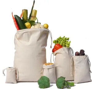 Cotton Muslin Bags, 100% Organic Cotton with Double Drawstring. Premium Quality Reusable Eco-Friendly Natural Muslin Bags. (10, 18 x 20 Inches)