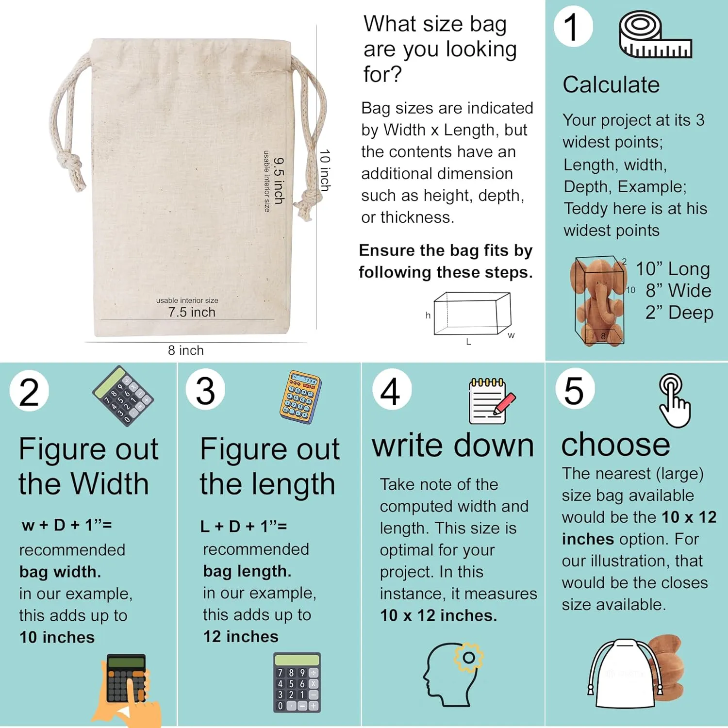 Cotton Muslin Bags, 100% Organic Cotton with Double Drawstring. Premium Quality Reusable Eco-Friendly Natural Muslin Bags. (25, 3x5 Inches)