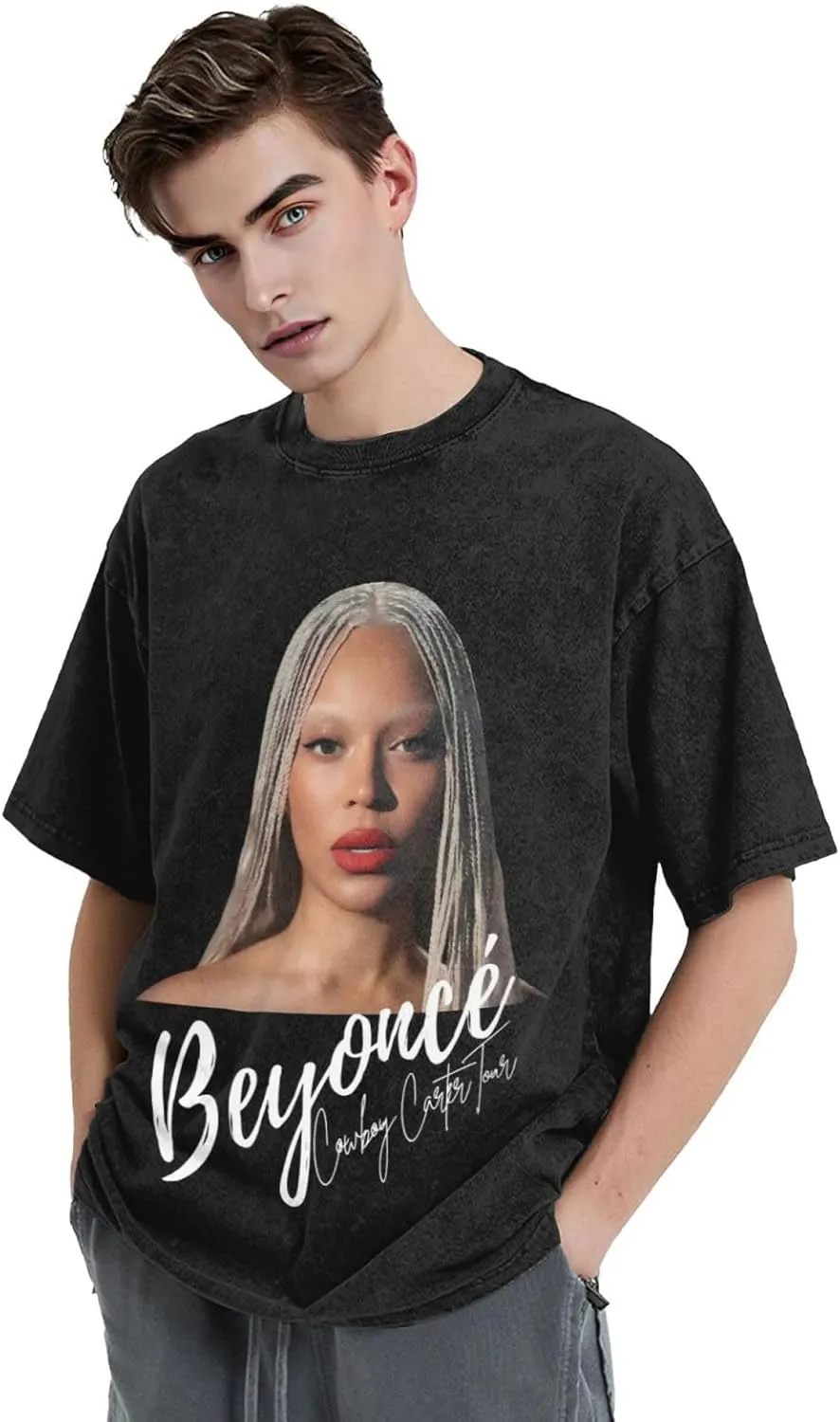 Cowboy Carter Tour T Shirts Men Avant Casual Cotton Retro Tops Black