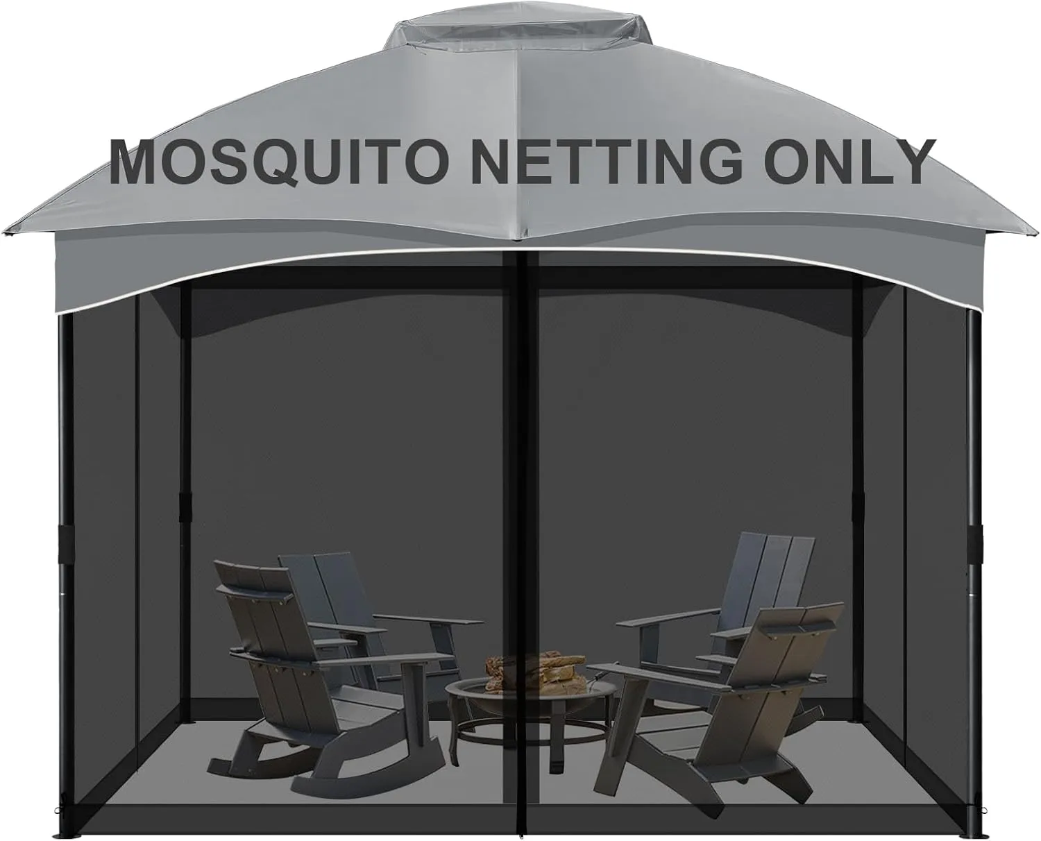 COWVIE Gazebo Replacement Netting Screen, 10' x 10' Universal Gazebo 4-Panel Mosquito Sidewalls with Double Zippers for Outdoor Patio (Only Netting)