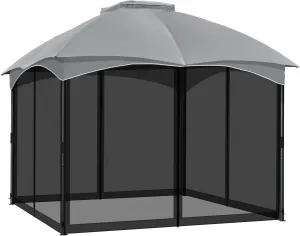 COWVIE Gazebo Replacement Netting Screen, 10' x 10' Universal Gazebo 4-Panel Mosquito Sidewalls with Double Zippers for Outdoor Patio (Only Netting)