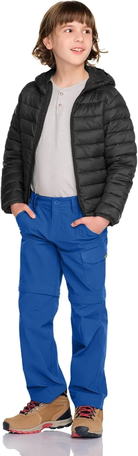 CQR Kids Youth Hiking Cargo Pants, UPF 50  Quick Dry Convertible Zip Off Pants, Outdoor Camping Pants