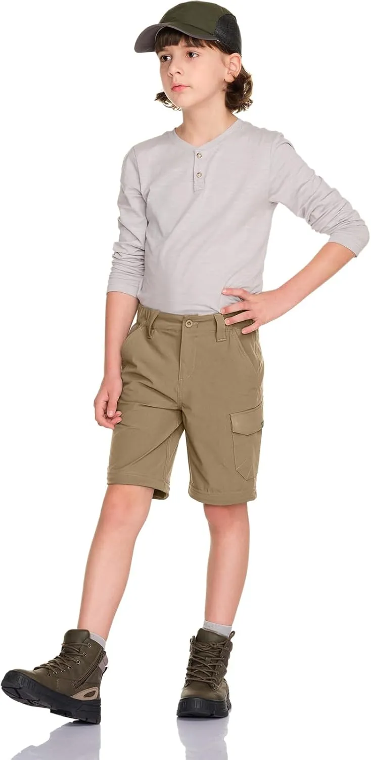 CQR Kids Youth Hiking Cargo Pants, UPF 50  Quick Dry Convertible Zip Off Pants, Outdoor Camping Pants