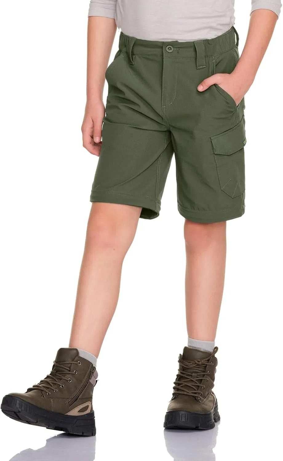 CQR Kids Youth Hiking Cargo Pants, UPF 50  Quick Dry Convertible Zip Off Pants, Outdoor Camping Pants